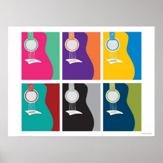 Colourful Guitar Art Poster