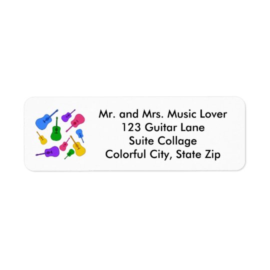 Colourful Guitar Collage in Colours Address Labels
