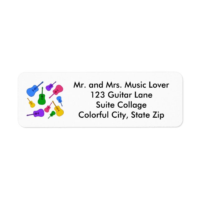 Colourful Guitar Collage in Colours Address Labels (Front)