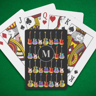colourful guitar pattern personalised playing cards