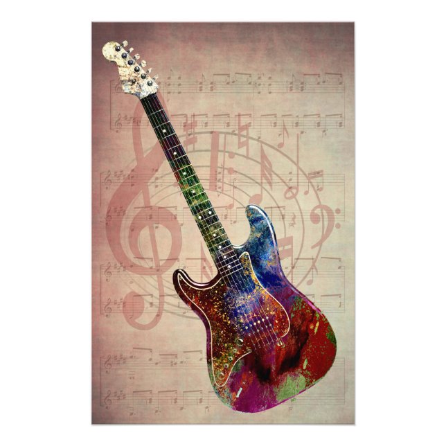 Colourful guitar photo print (Front)
