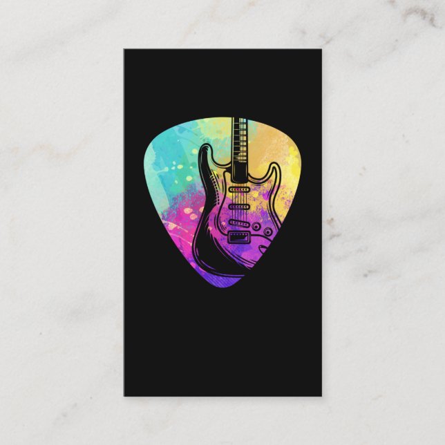 Colourful Guitar Pick Player Musician Guitarist Business Card (Front)