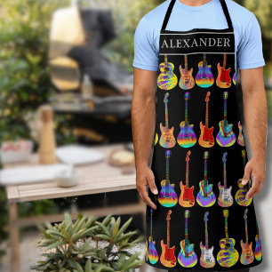 colourful guitar player personalised  apron