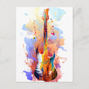 Colourful guitar postcard