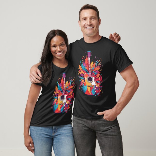 Colourful Guitar Splash Art Clip Art with AI Gener T-Shirt (Unisex)