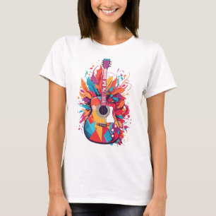 Colourful Guitar Splash Art Clip Art with AI Gener T-Shirt