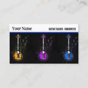 Colourful Guitar Trio Music Instructor Guitarist Business Card