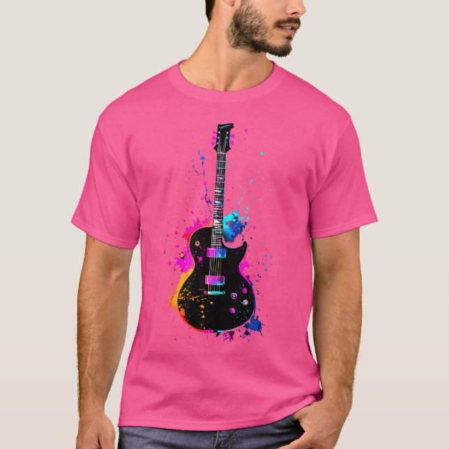 Colourful Guitarist Guitar Music Lover T-Shirt (Front)