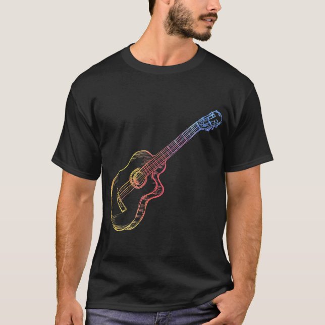 Colourful Guitarist Idea Band Musical Instrument T-Shirt (Front)
