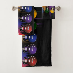 Colourful Guitars Bath Towel Set
