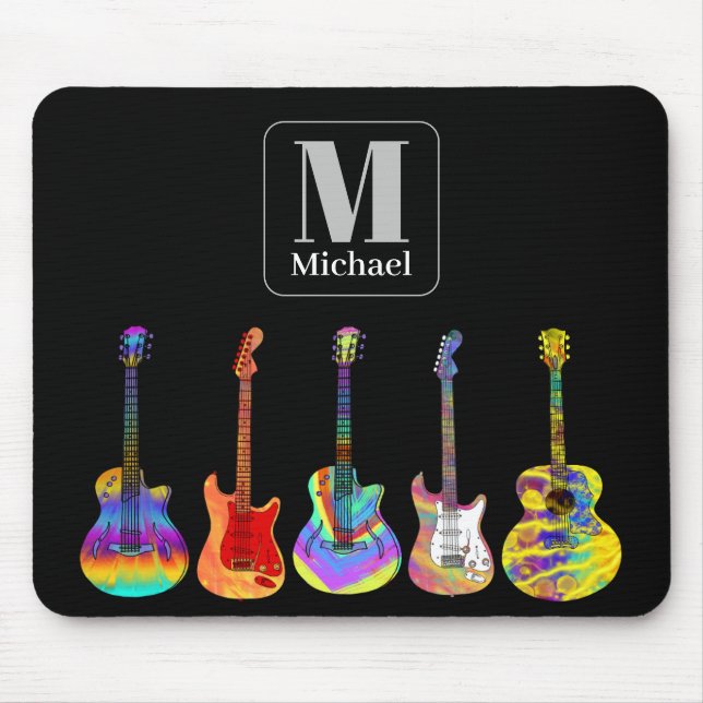 Colourful Guitars Monogram Mouse Mat (Front)