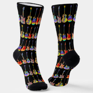 Colourful Guitars pattern Fathers Day Socks