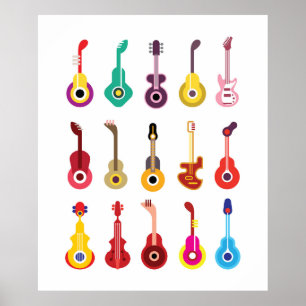 Colourful guitars poster