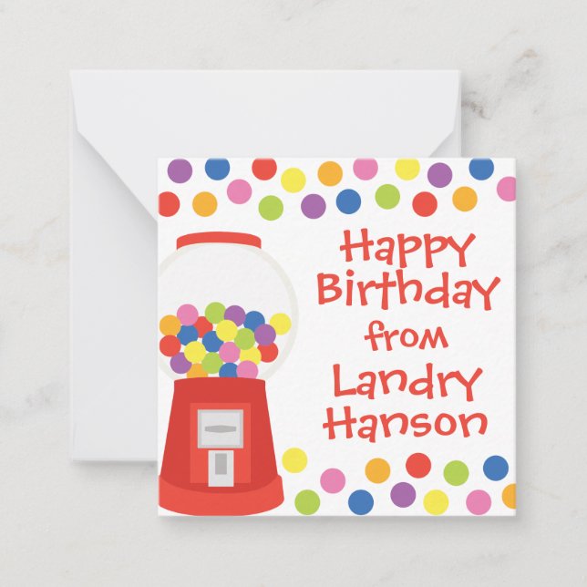 Colourful Gumballs Personalised Gift Enclosure Car Card (Front)