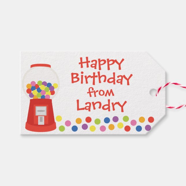 Colourful Gumballs Personalised Gift Tags (Front (Horizontal))