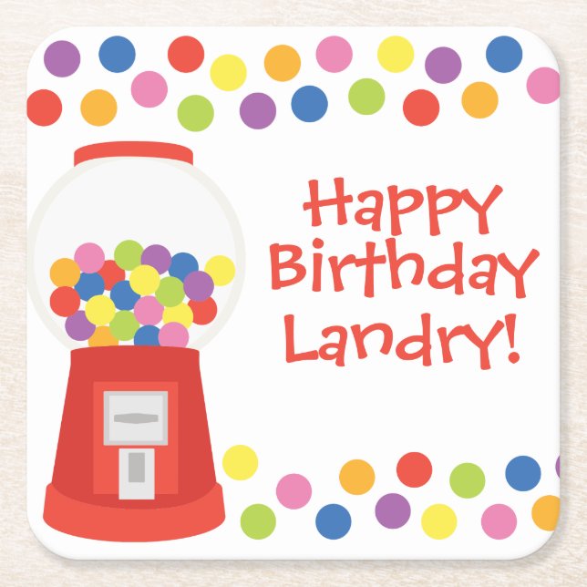 Colourful Gumballs Personalised Paper Coasters (Front)