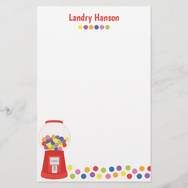 Colourful Gumballs Personalised Stationery (Front)