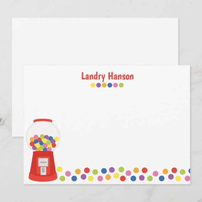 Colourful Gumballs Personalised Stationery Thank You Card (Front/Back)