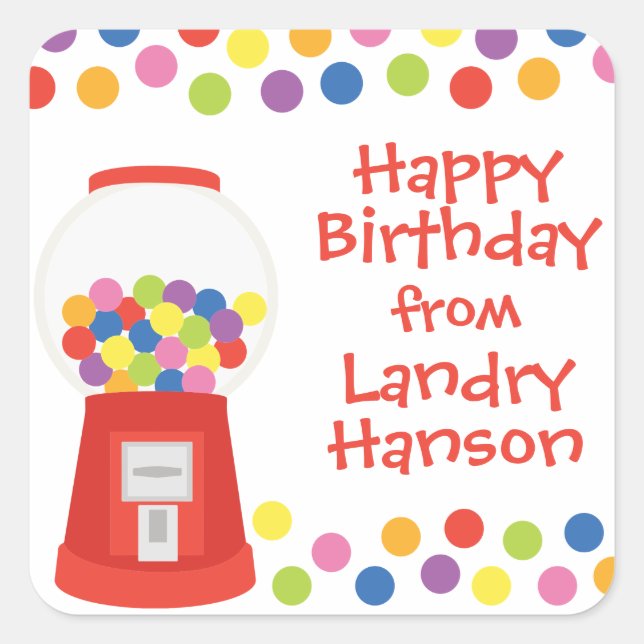 Colourful Gumballs Personalised Stickers (Front)