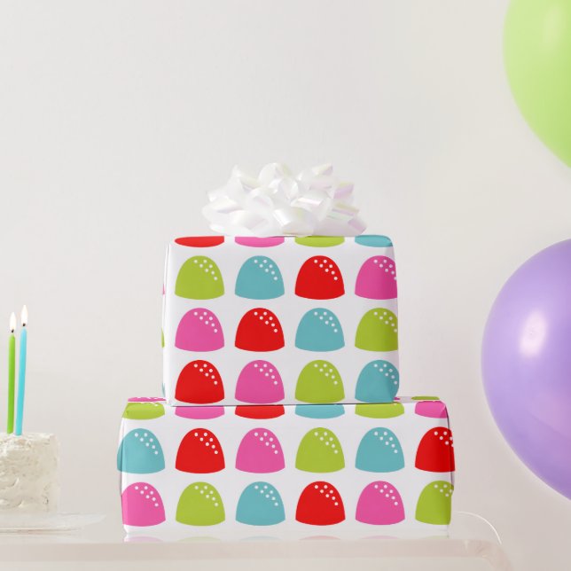 Colourful Gumdrop Pattern – Retro Candy Design Wrapping Paper (Party Gifts)