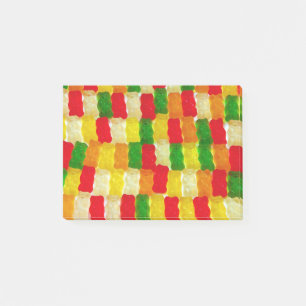 Colourful gummi bear candy post-it notes