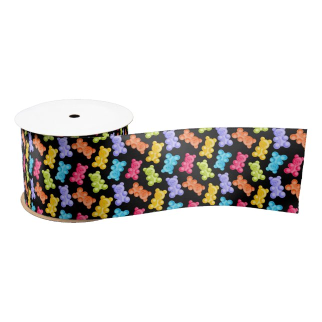 Colourful Gummy Candy Bears  Satin Ribbon (Spool)