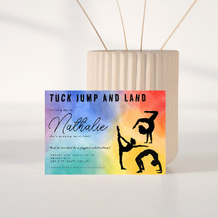 Colourful Gymnastic girl Birthday Party Invitation