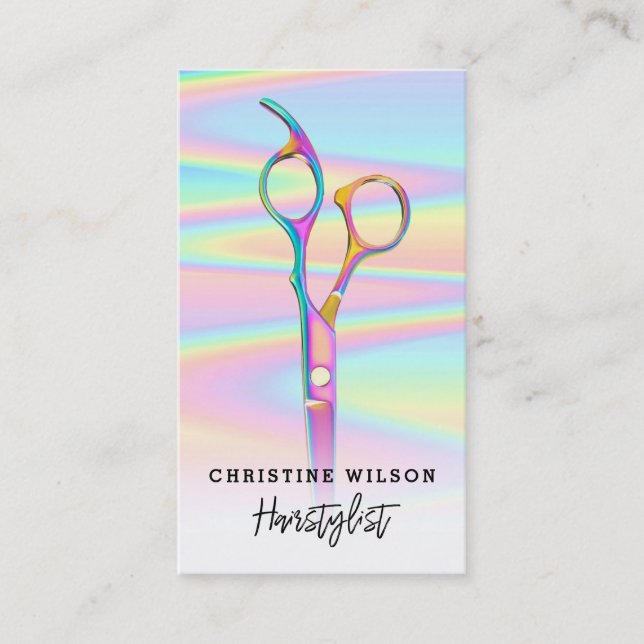colourful hair scissors logo business card (Front)