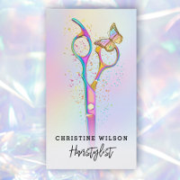colourful hairdresser scissors and butterfly logo