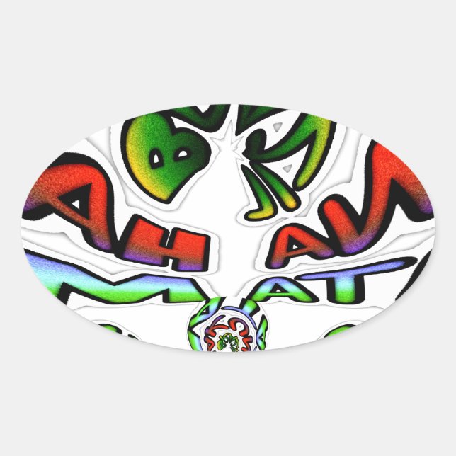 Colourful Hakuna Matata Graffiti Art Print Oval Sticker (Front)