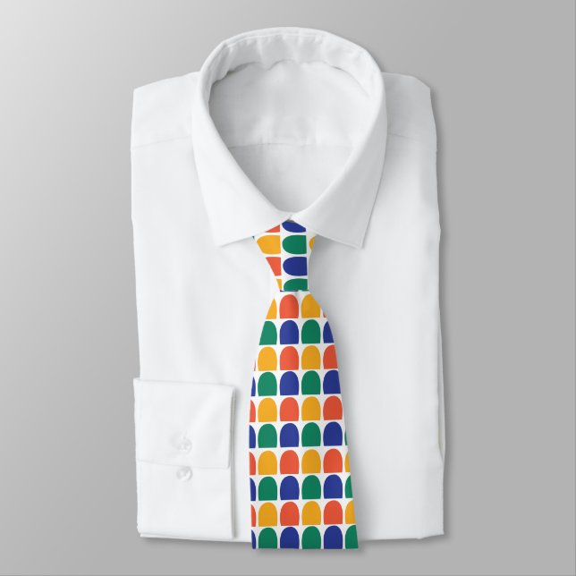 Colourful Half Circle Geometric Tie (Tied)