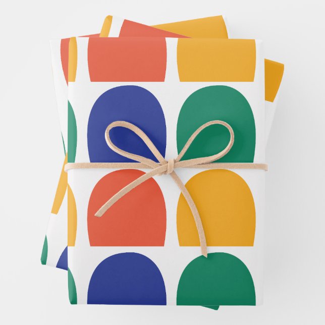 Colourful Half Circle Geometric Wrapping Paper Sheet (In situ)