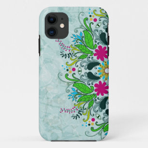 Colourful Half Circle Retro Floral Swirls iPhone 11 Case