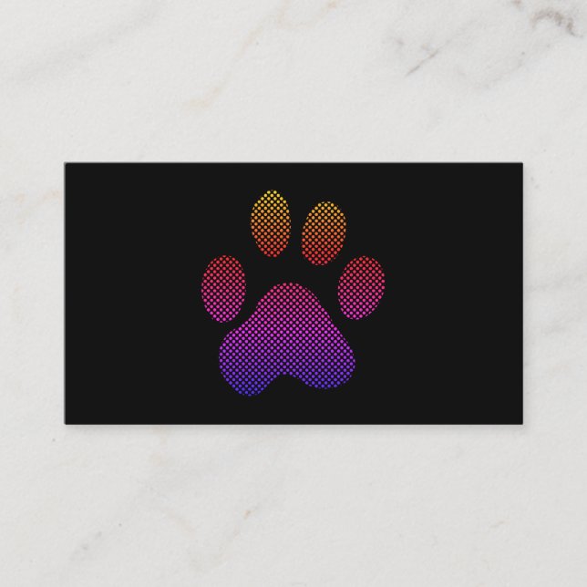 Colourful Halftone Dog Paw Business Card (Front)
