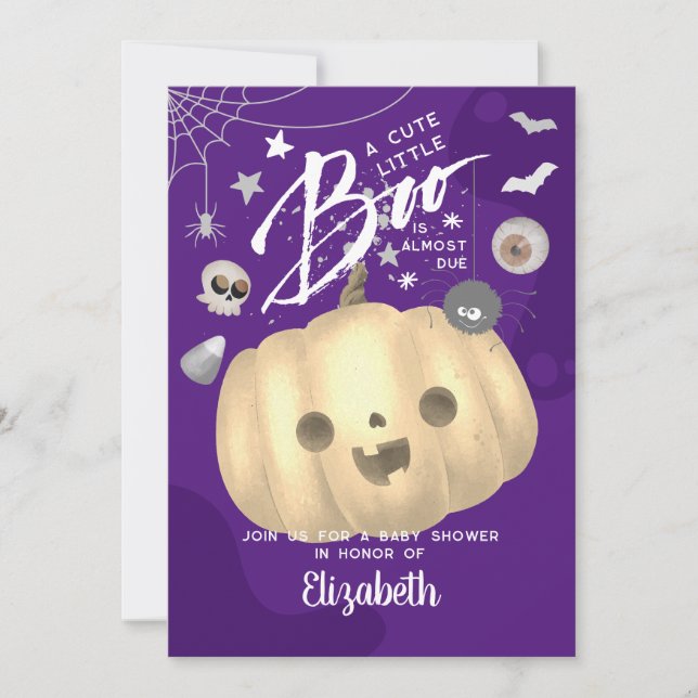 Colourful Halloween Baby Shower Boo Purple Themed Invitation (Front)