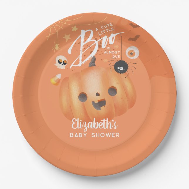 Colourful Halloween Baby Shower Boo Themed Paper Plate (Front)