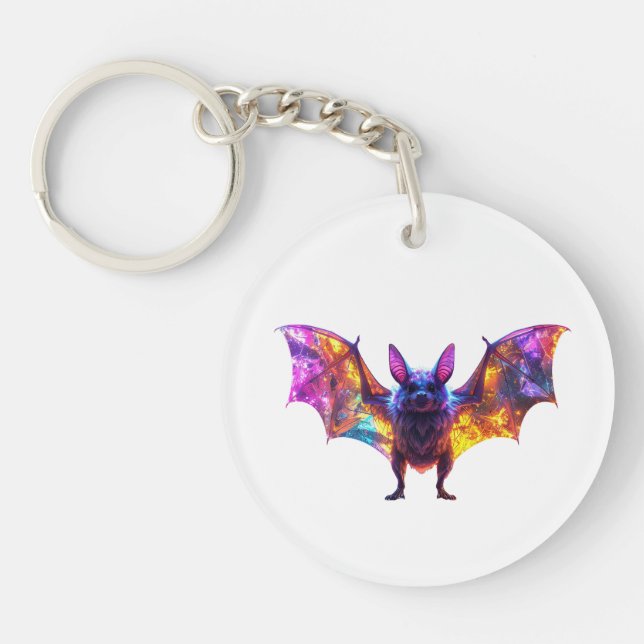 Colourful Halloween Bat Key Ring (Front)
