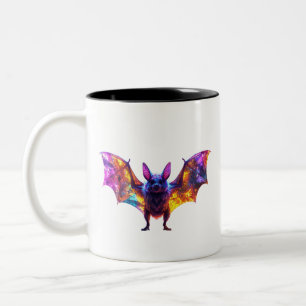 Colourful Halloween Bat Two-Tone Coffee Mug