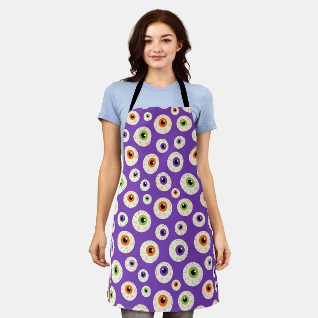 Colourful Halloween Eyeballs Pattern Apron (Worn)