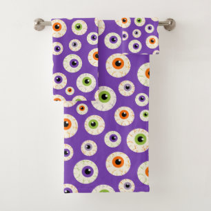 Colourful Halloween Eyeballs Pattern Bath Towel Set