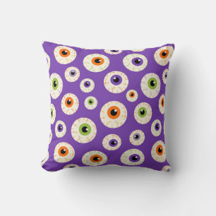 Colourful Halloween Eyeballs Pattern Cushion