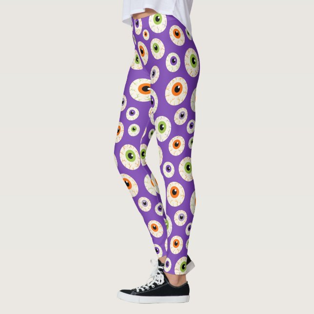 Colourful Halloween Eyeballs Pattern Leggings (Left)