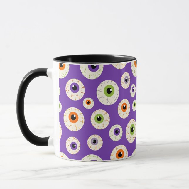 Colourful Halloween Eyeballs Pattern Mug (Left)