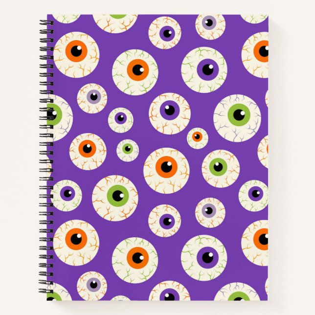 Colourful Halloween Eyeballs Pattern Notebook (Front)