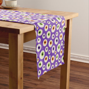 Colourful Halloween Eyeballs Pattern Short Table Runner