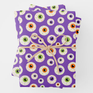 Colourful Halloween Eyeballs Pattern Wrapping Paper Sheet