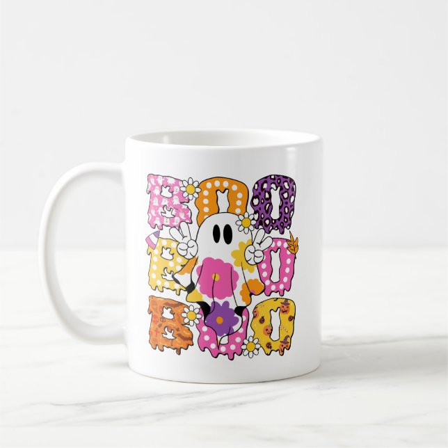 Colourful Halloween Ghost 'BOO' Mug - Ceramic Coff (Left)