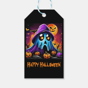 Colourful Halloween Ghost Pumpkin Happy Halloween Gift Tags