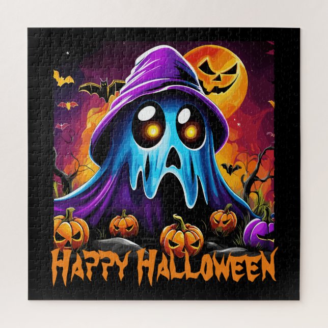 Colourful Halloween Ghost Pumpkin Happy Halloween  Jigsaw Puzzle (Vertical)