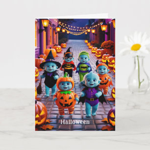Colourful Halloween Parade with Costumed Character Card